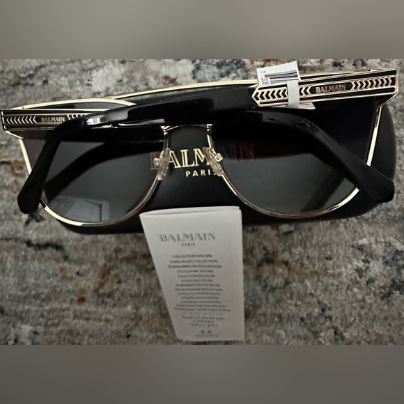 Balmain Clubmaster Sunglasses 62mm Gold Black NWT Full Set main image 8
